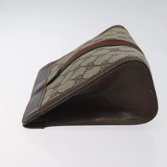 GUCCI GG Supreme Web Sherry Line Clutch Bag PVC Beige 41 014 2125 23 Auth - Picture 11 of 16